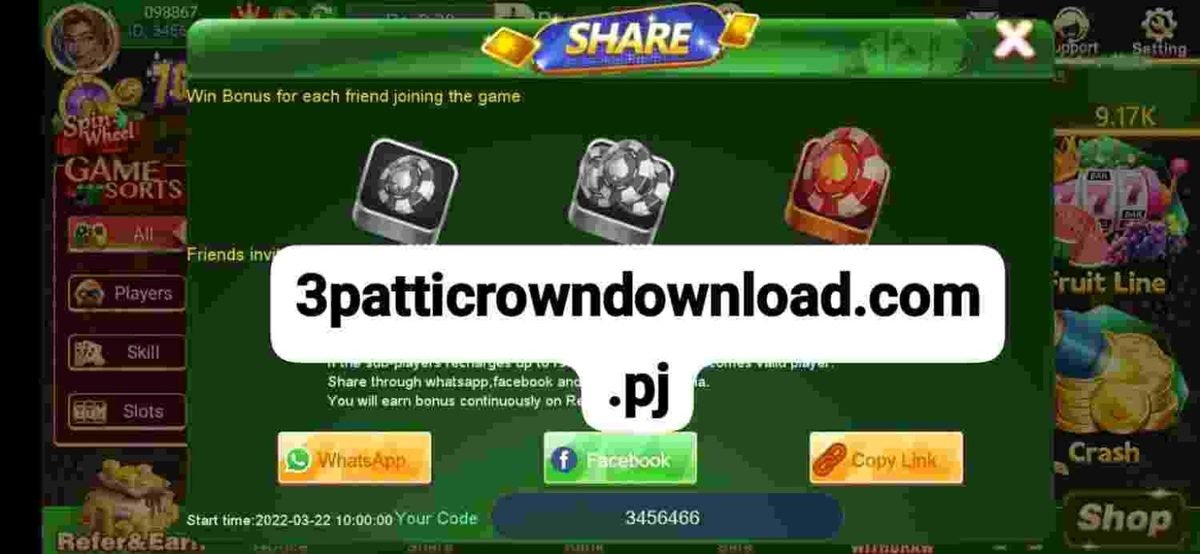 3patti Crown game screen shown as a device compatibility reference